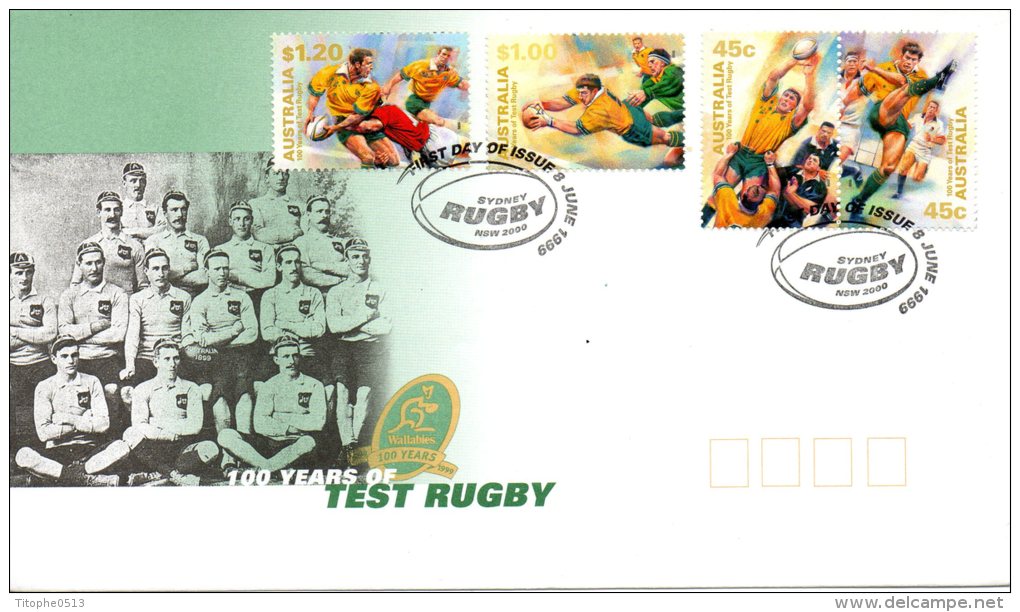 AUSTRALIE. N°1753-6 Sur Enveloppe 1er Jour (FDC) De 1999. Rugby. - Rugby