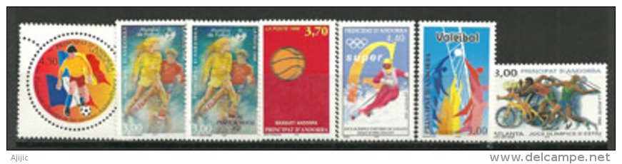 ANDORRE. Les Sports En Andorre (Football,ski,volleyball,baskettball,etc)   7 T-p Neufs ** Côte 20.00 € - Collections