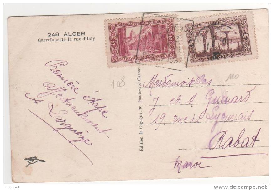 Timbre Yvert N° 108 , 110 Sur Carte De 1937 Pour Le Maroc ,  Plis  D´ Angles - Storia Postale