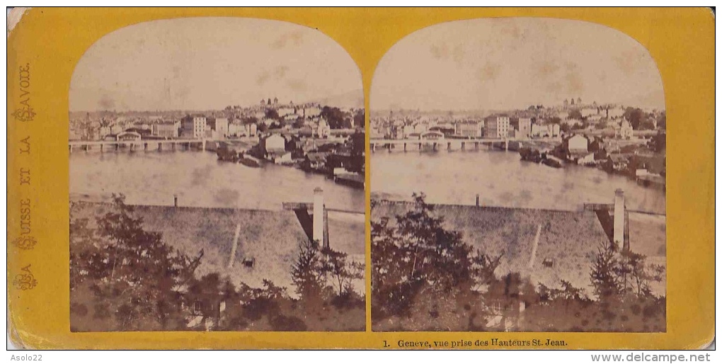 Photo Stéréoscopique, Genève, Vue Prise Des Hauteurs De Saint Jean (avant 1900) - Photos Stéréoscopiques