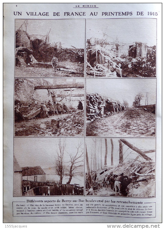 LE MIROIR N° 74 / 25-04-1915 RUSSIE PRZEMYSL BERRY-AU-BAC LES ÉPARGES ARMÉE BELGE LÉOPOLD DARDANELLES POINCARÉ TRANCHÉES - Guerra 1914-18