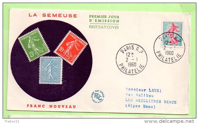 1° Jour, Yvert N° 1233 Semeuse - 1960-1969