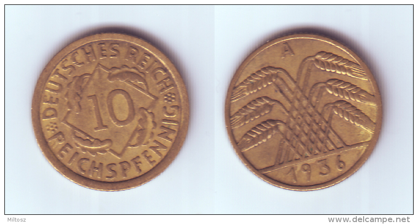 Germany 10 Reichspfennig 1936 A - 10 Rentenpfennig & 10 Reichspfennig