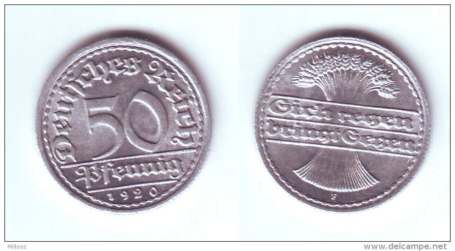 Germany 50 Pfennig 1920 F - 50 Rentenpfennig & 50 Reichspfennig