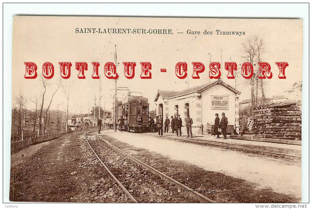 RARE < 87 < SAINT LAURENT Sur GORRE < La Gare Des Tramways - Tramway - Tram - Carte Non Présenté Sur D* - Dos Scanné - Saint Laurent Sur Gorre