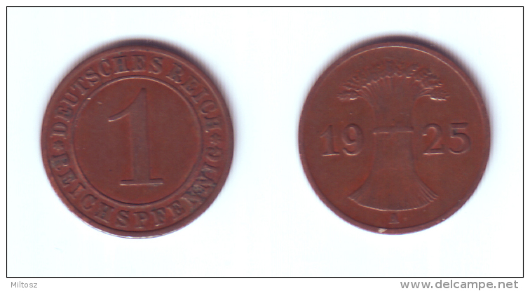 Germany 1 Reichsfennig 1925 A - 1 Renten- & 1 Reichspfennig