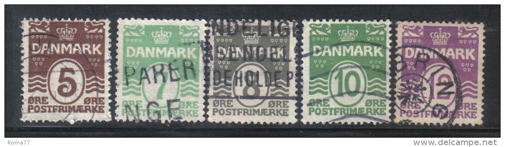 PA16 - DANIMARCA 1921 , Serie Cifra N. 132/136 Usata - Gebraucht