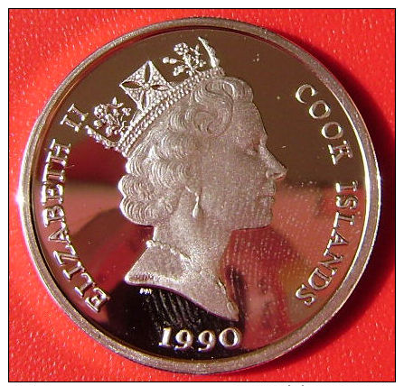 ISLAS COOK - 10 Dollars 1990 PLATA Proof KM90 - 500 A&ntilde;os / 500 Years America - Islas Cook