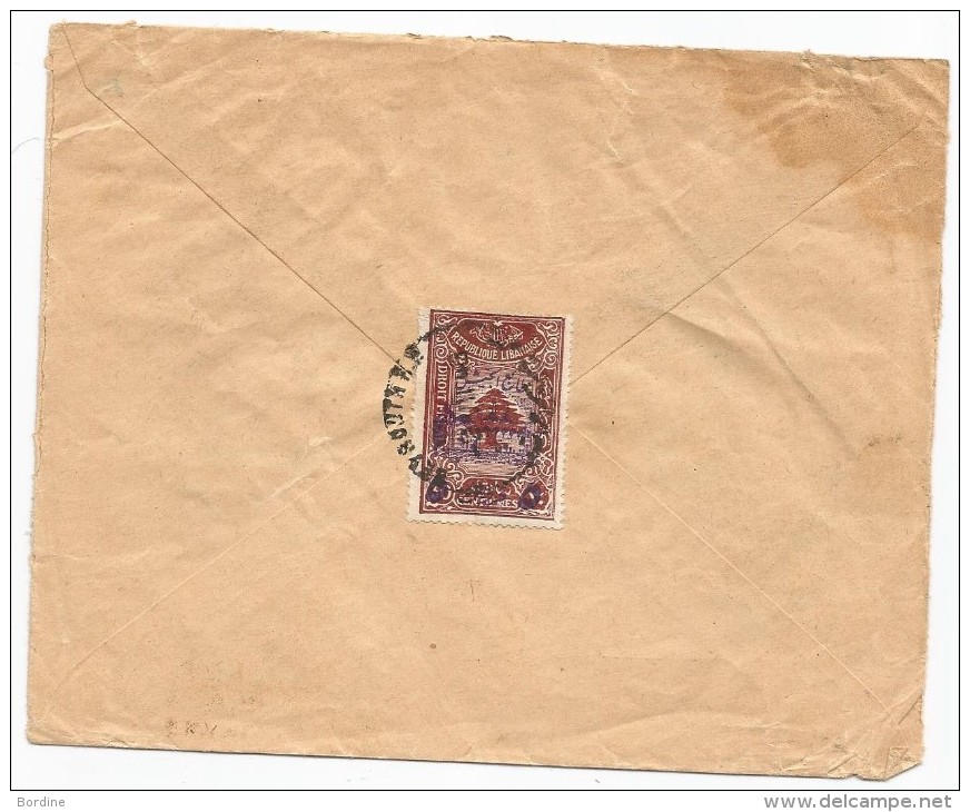 - Lettre - LIBAN - BEYROUTH - PAR AVION - 5P.Vert +3x20P Marron + Fiscal Marron Au Verso - 1946 - Briefe U. Dokumente