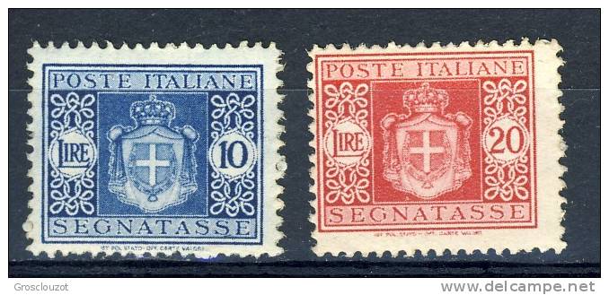 Luogotenenza, Segnatasse 1945. Stemma Senza Fasci. Filigrana Ruota. Sassone 95, 96 MNH - Taxe