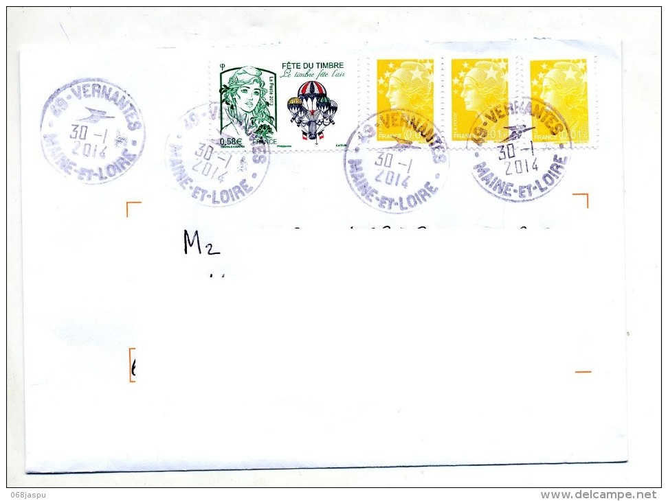 Lettre Cachet Vernantes Sur Fete Timbre - Bolli Manuali