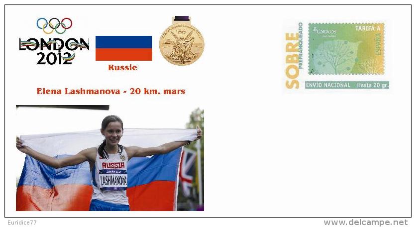 Spain 2014 - Olympic Summer Games London 2012 - Russia Gold Medals Special Prepaid Cover - Summer 2012: London