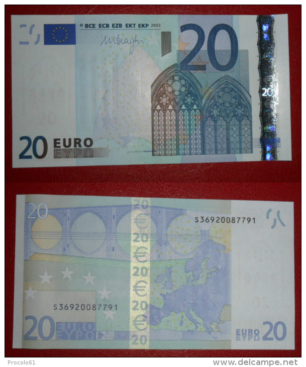 ITALIA ITALY 20 EURO 2002 DRAGHI SERIE S 36920087791 J033C1 UNC FDS 2/3 CONSECUTIVE - 20 Euro