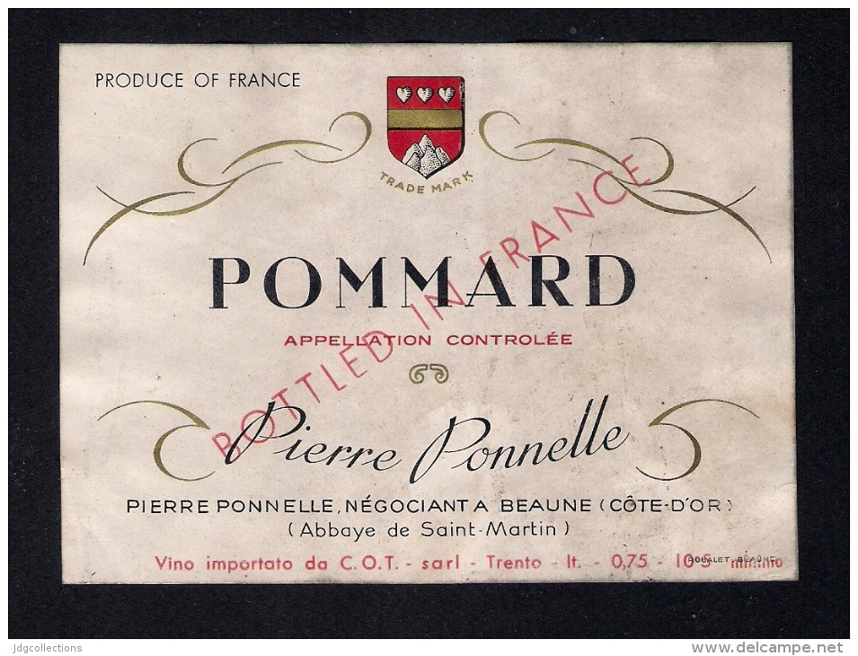 # POMMARD PIERRE PONNELLE Beaune France Red Wine Label, Wein Vino Vin Etiquette Etiqueta Etikett Cote-d´Or - Bourgogne