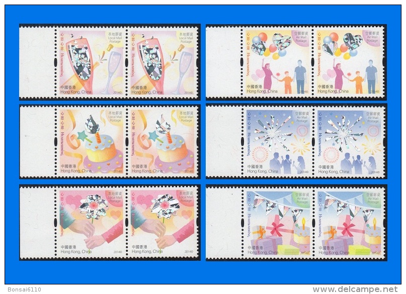 HK 2014-0003, "Heartwarming", Pair Set (of 6 Denominations) MNH - Nuovi