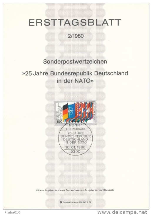 BRD / First Day Sheet (1980/02) 5300 Bonn 1: Federal Republic Of Germany Into NATO; 25th Anniversary - NATO