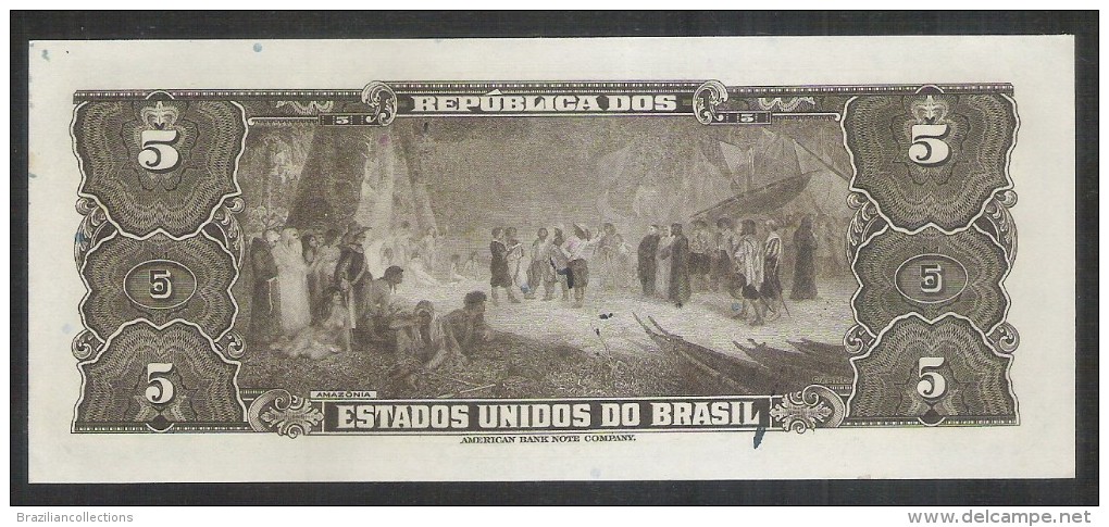 P.134 - Brazil, 5 Cruzeiros, Valor Recebido, 1943, Hand-signed. UNC. - Brésil