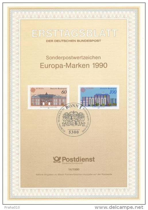 BRD / First Day Sheet (1990/14) 5300 Bonn 1: EUROPA / CEPT 1990 (postmark: Coat Of Arms) - Other & Unclassified