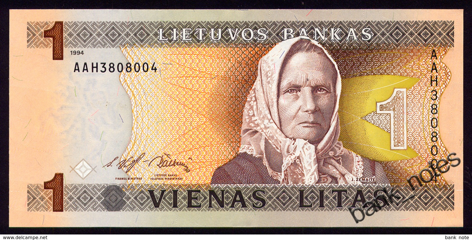 LITHUANIA 1 LITAS 1994 Pick 53a Unc - Lithuania