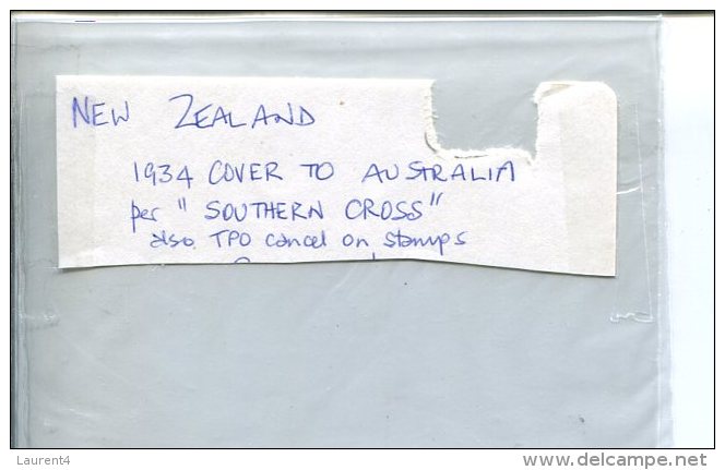(338) New Zealand Airmail Cover To Australia - 1934 - Travelled On Flight On Southern Cross - VERY SCARCE ITEMS - Covers & Documents