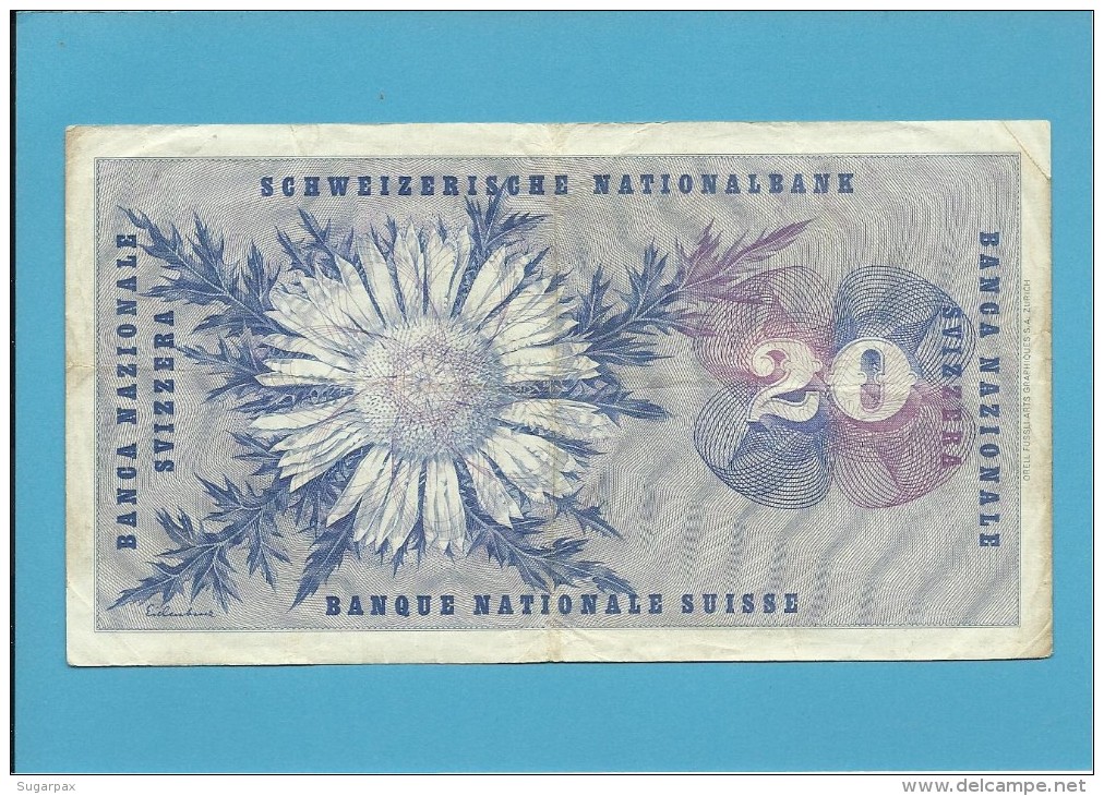 SWITZERLAND - 20 FRANCS - 20.10.1955 - P 46 A - Sign. 34 - Serie 8 V  - BANQUE NATIONALE SUISSE - Schweiz