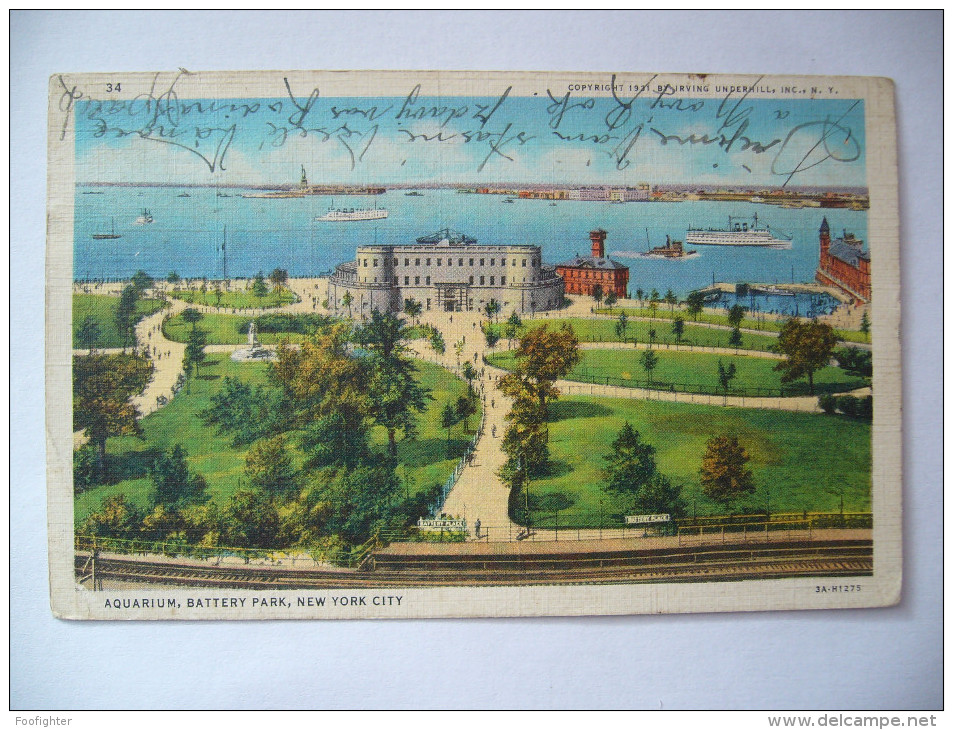 US: New York City - Aquarium, Battery Park, Formerly Known As Castle Garden, Railway  - 1931, Used - Parcs & Jardins