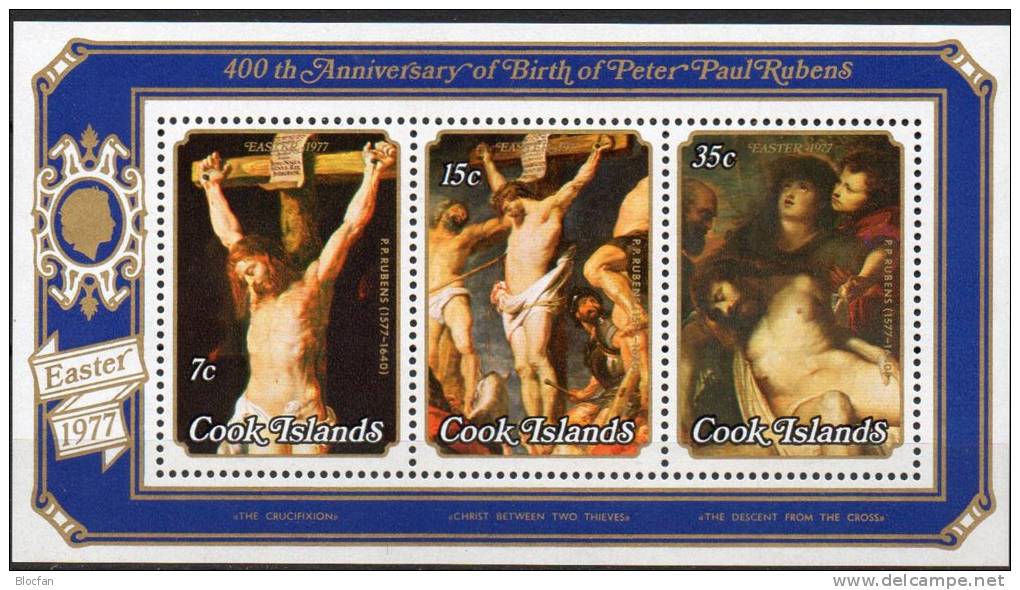 Eastern 1977 Rubens-Gemälde Cook-Islands Block 67 ** 4€ Kreuzigung Von Jesus Christi Art Bloc Painting Sheet Bf Oceanien - Cook Islands