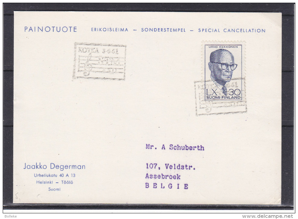 Musique - Président - Finlande - Carte Postale De 1961 - Oblitération Spéciale Kotka - Lettres & Documents