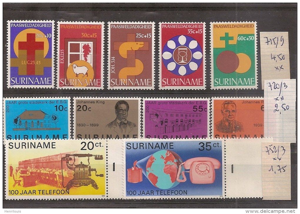 SURINAM / SURINAME   Timbres Neufs ** 1976-1979    (ref 1155 ) - Surinam