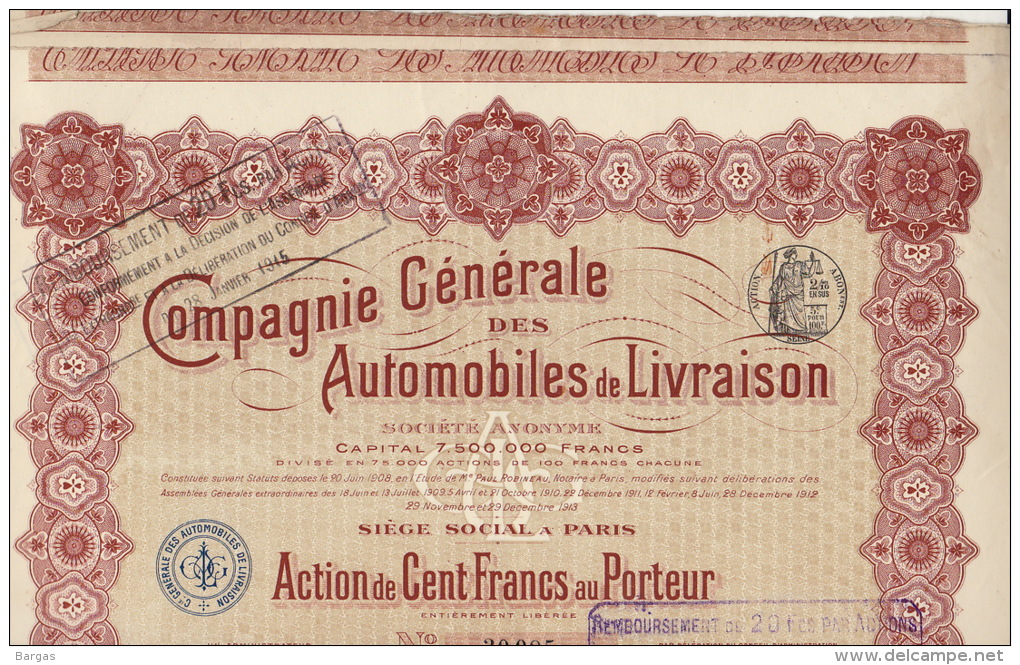5X Compagnie Generale Des Automobiles De Livraison - Auto's