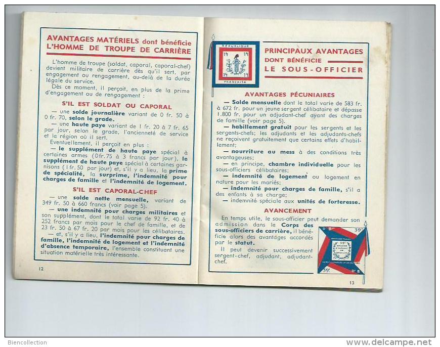 Calendrier du soldat Français 1937/1939;.48 pages d'information sur la carriere du militaire