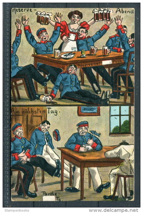 1915 Konigsbruck Ubungsplatz  Künstlerkarte Humor Verlag Vitus Noever Dresden Reserve Bier Beer Postcard - Humor