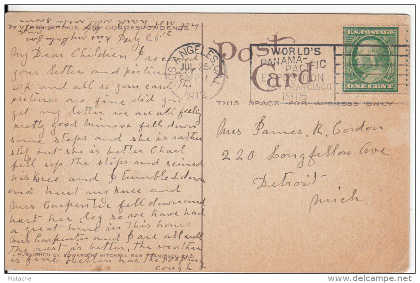 California Log Cabin Home - Stamp & Postmark 1912 - 2 Scans - Other & Unclassified