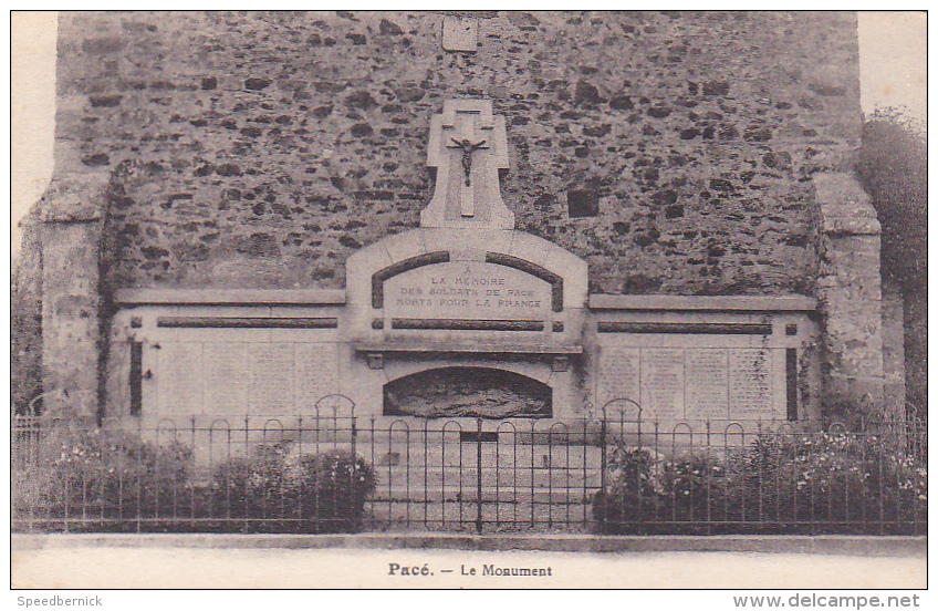 22453 Pacé Pace -35 France - Le Monument ; Sans éditeur - Guerre 14-18 Morts - Other & Unclassified