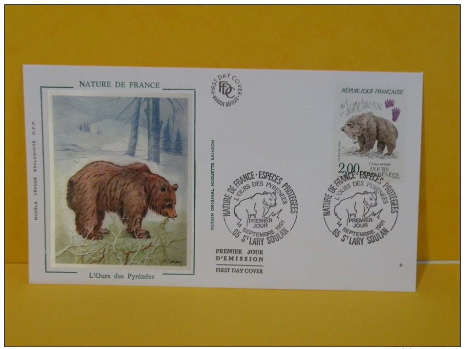 FDC- Nature De France, L'Ours Des Pyrénées - 65 St Lary Soulan- 14.9.1991 - 1er Jour - 1990-1999