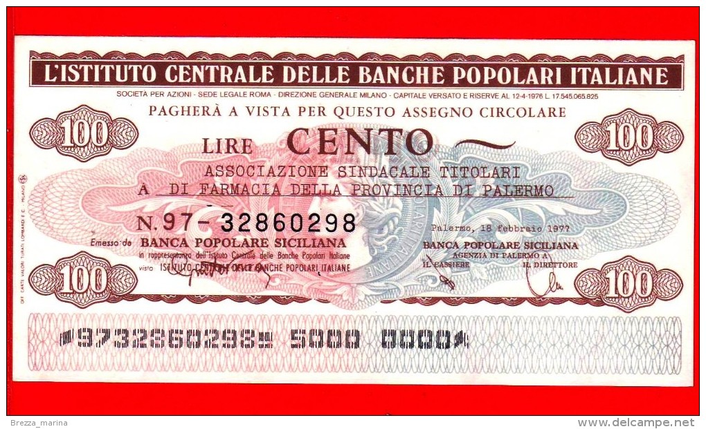 MINIASSEGNI - ISTITUTO CENTRALE BANCHE POPOLARI ITALIANE - FdS - 328 - [10] Chèques