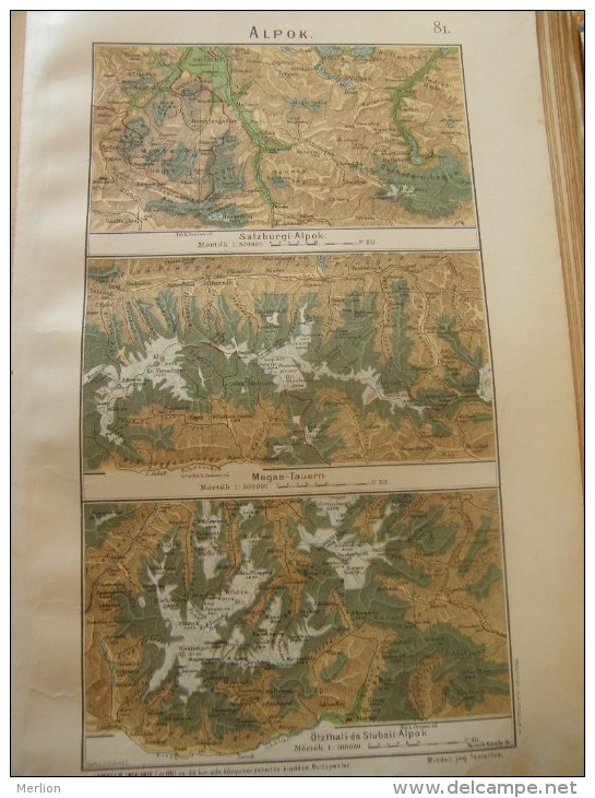 Map -THE ALPS - Austria - Salzburg - Hohen Tauern - Ötzaler Alpen 1906-Hungary Old Litho Map-1.NMA1906.81 - Cartes Géographiques