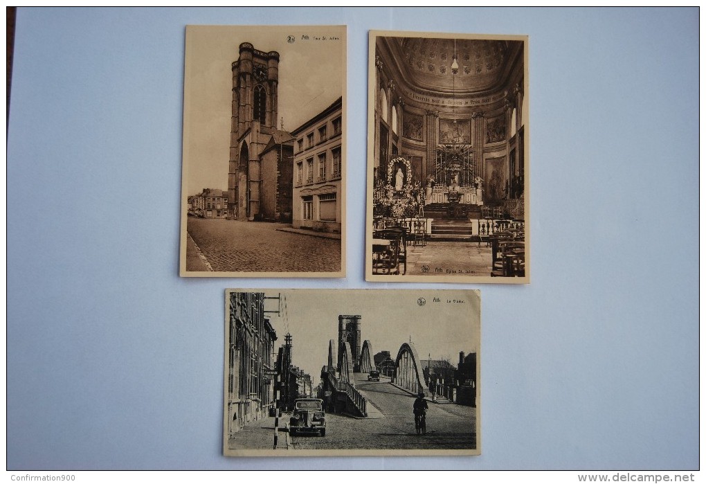 Ath Lot 3 Cartes:le Viaduc + Tour St Julien + Eglise St Julien - Ath