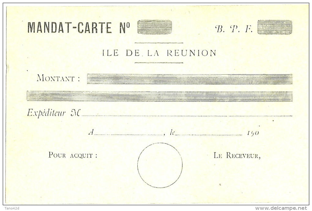 LBL19 - REUNION EP CP MANDAT CARTE 10c INSCRITION DE LA COLONIE EN CARMIN ACEP N° MC7  NEUVE - Neufs