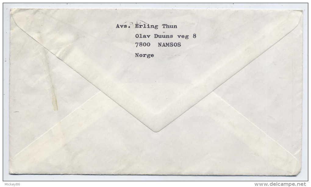 Norvège--1972--Lettre De NAMSOS Pour La France (PARIS 5°)--cachet NAMSOS Du 18-12-72-- - Lettres & Documents