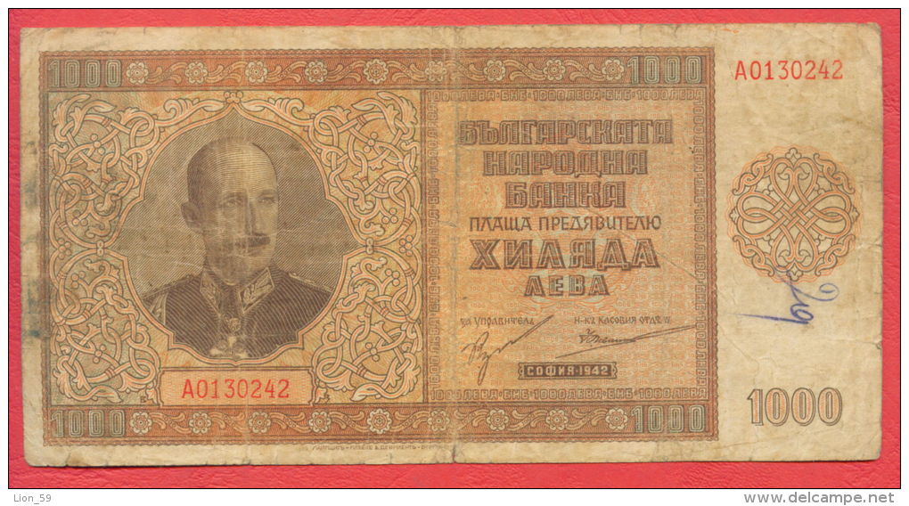 B458 / 1942 - 1 000 LEVA - Bulgaria Bulgarie Bulgarien Bulgarije - Banknotes Banknoten Billets Banconote - Bulgaria