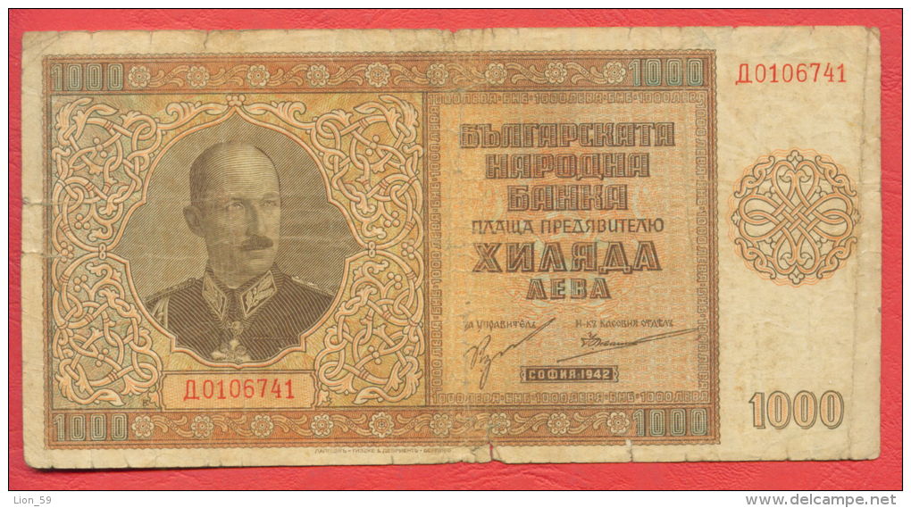 B459 / 1942 - 1 000 LEVA - Bulgaria Bulgarie Bulgarien Bulgarije - Banknotes Banknoten Billets Banconote - Bulgarie