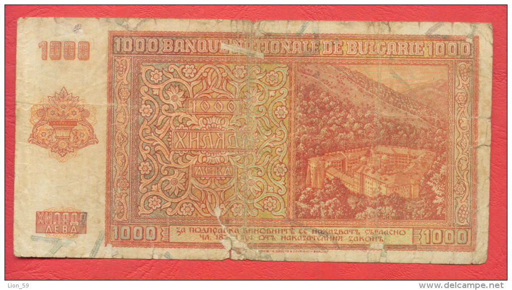 B459 / 1942 - 1 000 LEVA - Bulgaria Bulgarie Bulgarien Bulgarije - Banknotes Banknoten Billets Banconote - Bulgarien