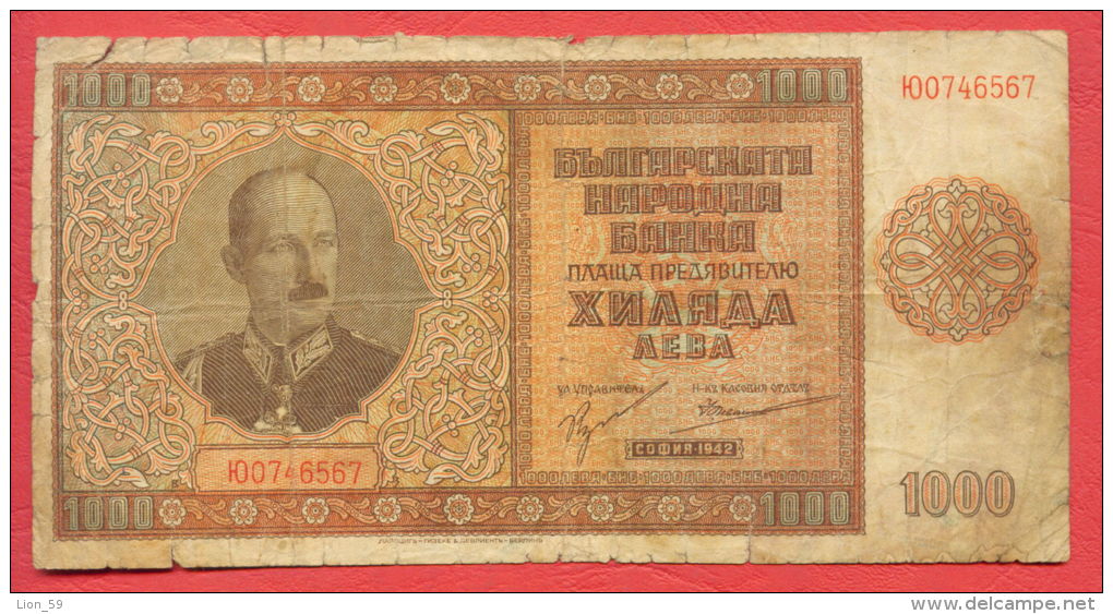 B461 / 1942 - 1 000 LEVA - Bulgaria Bulgarie Bulgarien Bulgarije - Banknotes Banknoten Billets Banconote - Bulgaria