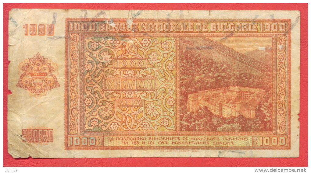 B462 / 1942 - 1 000 LEVA - Bulgaria Bulgarie Bulgarien Bulgarije - Banknotes Banknoten Billets Banconote - Bulgaria