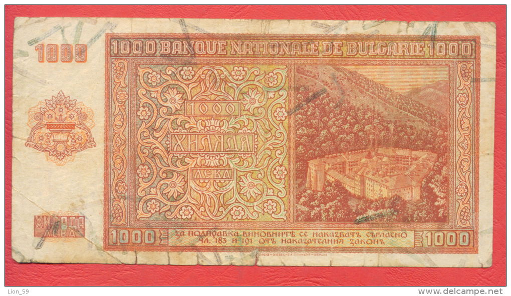 B464 / 1942 - 1 000 LEVA - Bulgaria Bulgarie Bulgarien Bulgarije - Banknotes Banknoten Billets Banconote - Bulgarie