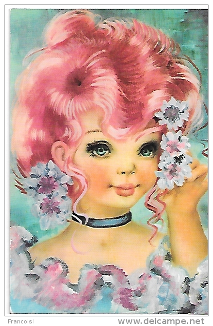 Big Eyes Girl. Jeune Fille En Tenue "Pompadour" - Portretten