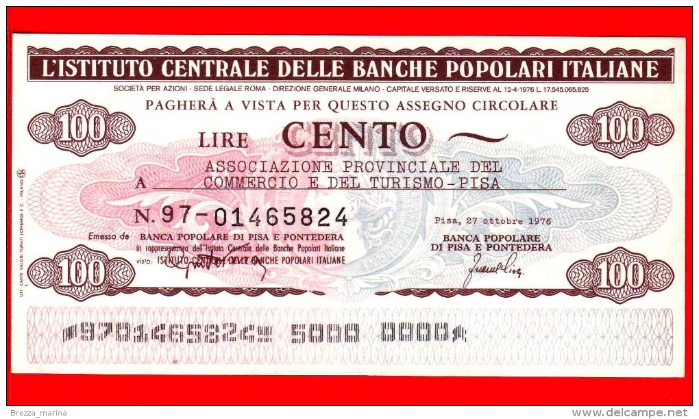 MINIASSEGNI - ISTITUTO CENTRALE BANCHE POPOLARI ITALIANE - FdS - 014 - [10] Cheques Y Mini-cheques