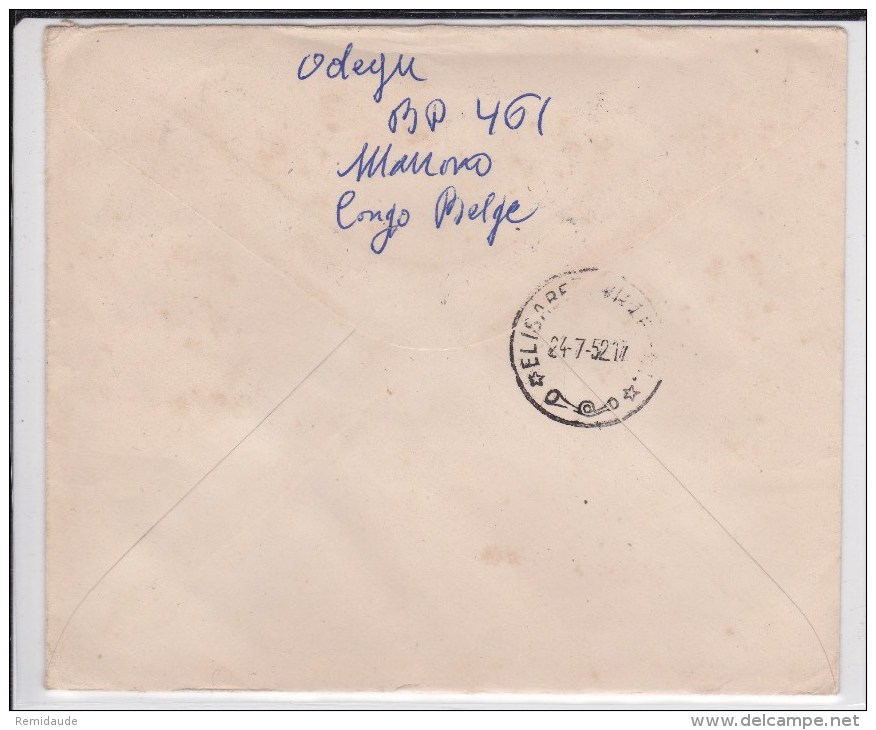 CONGO BELGE - 1952 - LETTRE De MANONO Pour DOMPIERRE - Cartas & Documentos