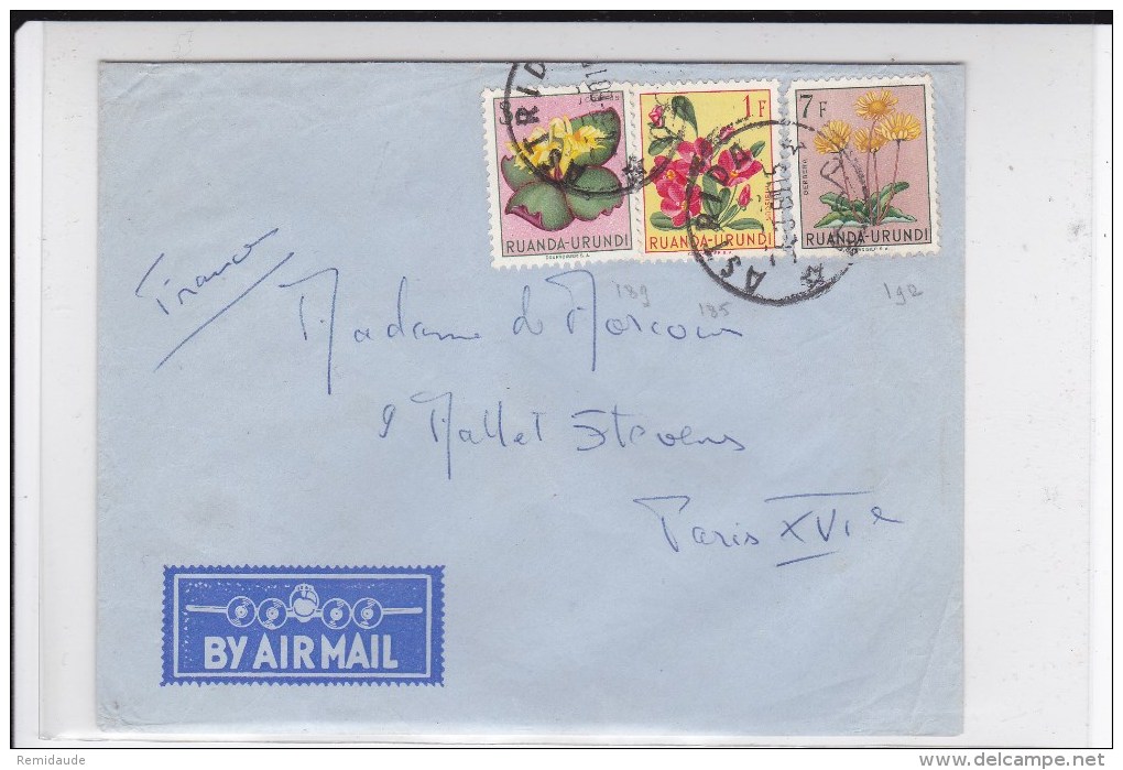 RUANDA - ENVELOPPE AIRMAIL De ASTRIDA Pour PARIS - FLORE - Covers & Documents